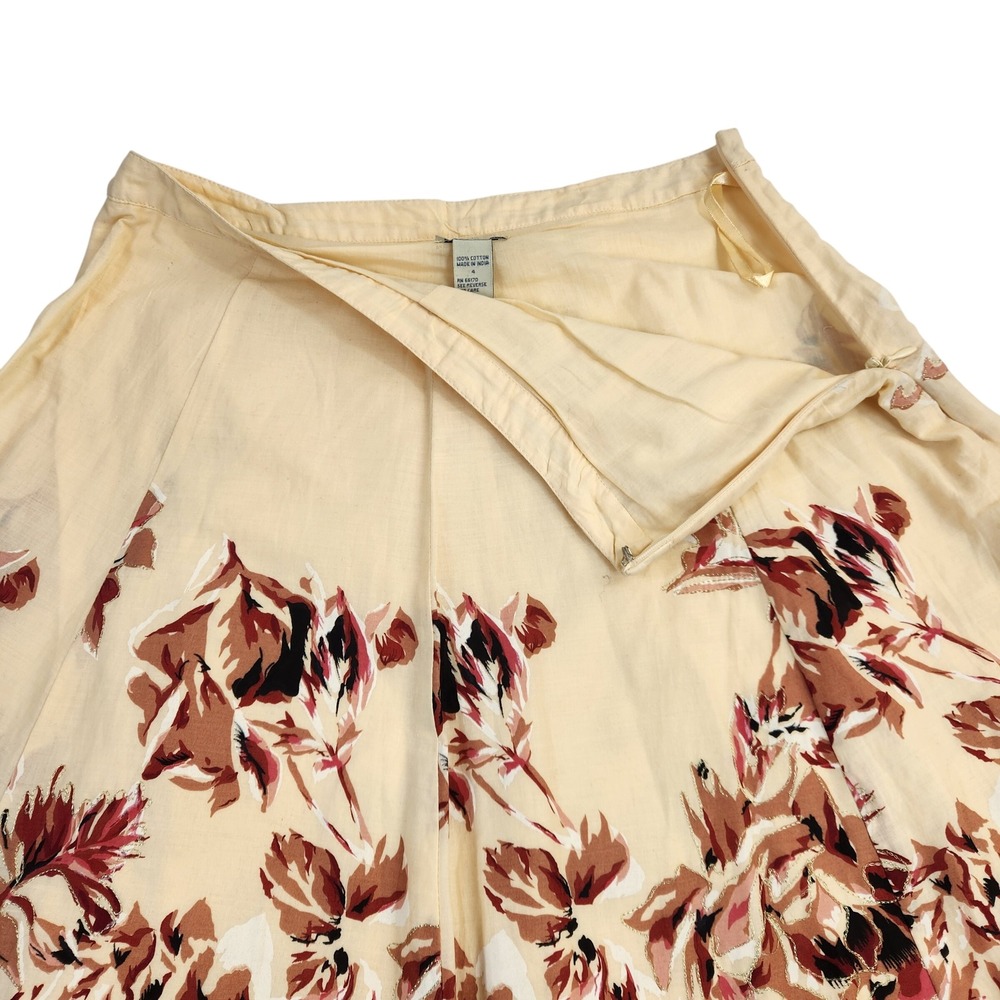 Odille Yellow Floral‎ Midi Skirt Women's Size 4 Lace Trim Cottagecore Feminine - Picture 3 of 8